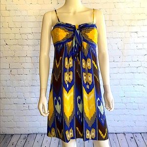 Tory Burch Dress. Size 8. Yellow, blue, brown